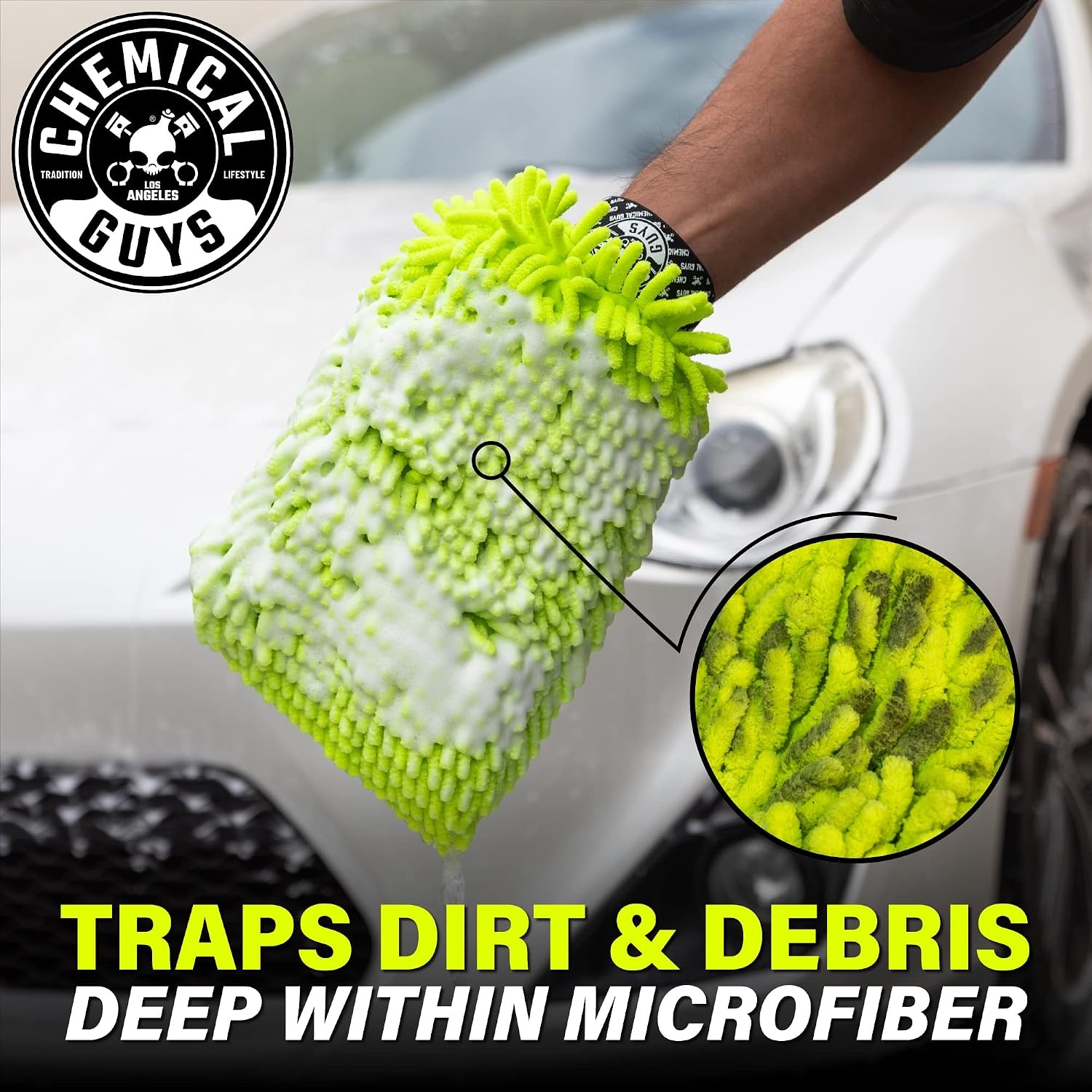image:imageChemical Guys Chenille Microfiber Wash Mitt for Cars ScratchFree 2 PackGreen