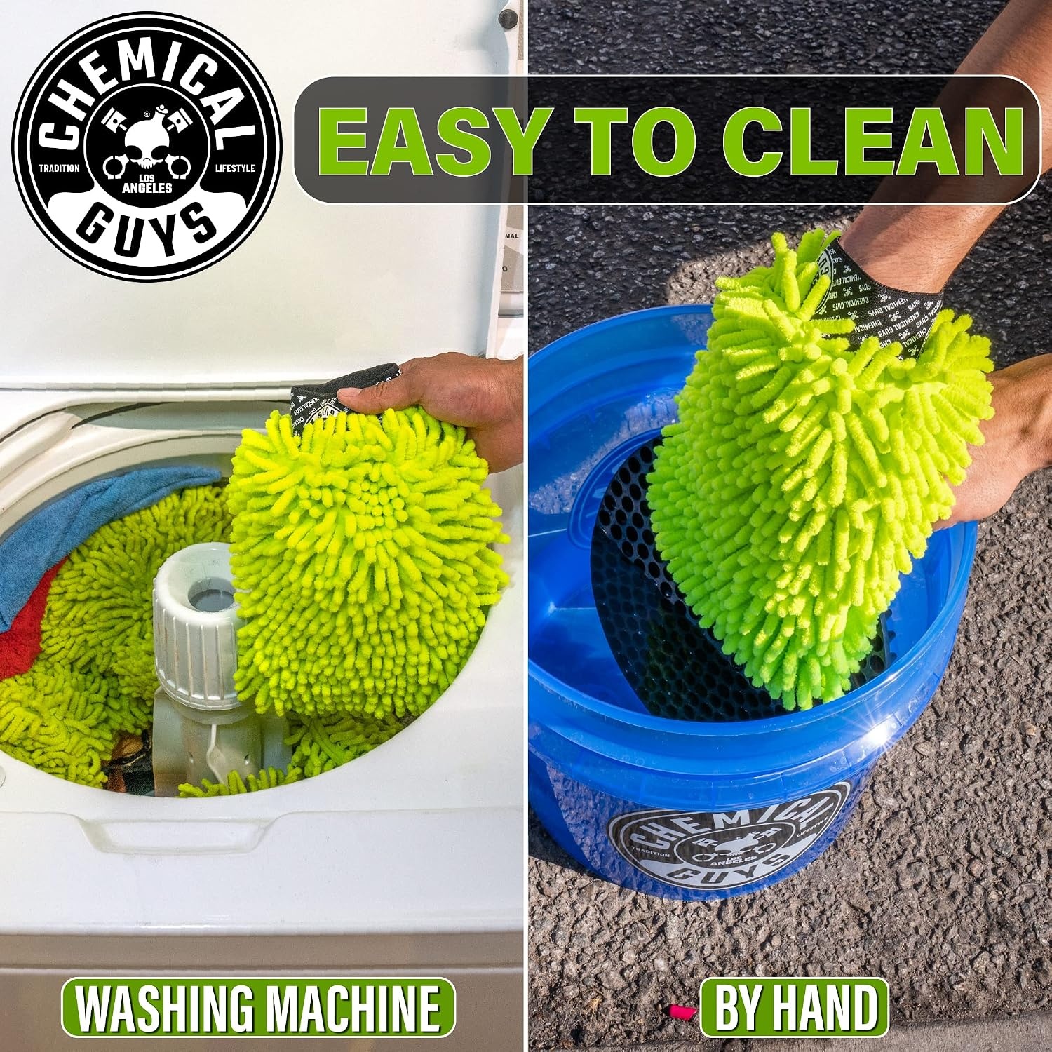 image:imageChemical Guys Chenille Microfiber Wash Mitt for Cars ScratchFree 2 PackGreen