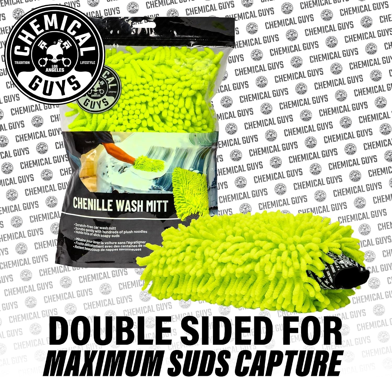 image:imageChemical Guys Chenille Microfiber Wash Mitt for Cars ScratchFree 2 PackGreen